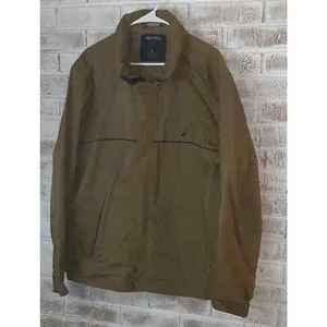 Nautica Light Jacket sz XL Olive Hidden Hoodie Sportswear Golf Windbreaker A1 - Picture 1 of 7