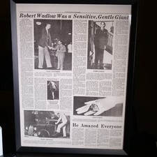 Framed Reprint of Newspaper Article featuring Robert Wadlow