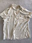 Orvis Women's XL 100% Silk Button Up Outdoors Camp Casual Short Sleeve Ivory Whi