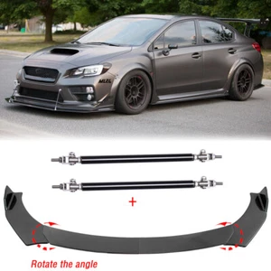 For Subaru WRX STI /Impreza Front Bumper Lip Splitter Spoiler Carbon +Strut Rods - Picture 1 of 12