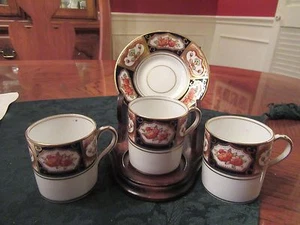 Roslyn China 3 Demitasse Tassen, 1 Untertasse Imari Farben - Bild 1 von 6