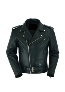 Chaqueta de cuero clásica premium para hombre Brando chaquetas de cuero genuino para motociclista - Imagen 1 de 8