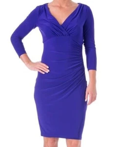 Lauren Ralph Lauren 3/4-Ärmel lila Jersey Bodycon Cocktailkleid (Größe 14) - Bild 1 von 5