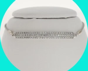 Diamond Bar Bolo Clasp Bracelet 1.0CT G-H Color 14K White Gold Adjustable - Picture 1 of 5
