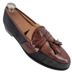 Johnston & Murphy Italy Mens Size 11M Brown Leather Dress Shoes Loafers - Picture 1 of 13