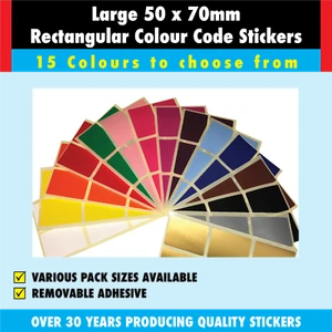Grande - 50 x 70mm Surtido Paquete De Código Color Rectángulos Pegatinas - - Picture 1 of 1