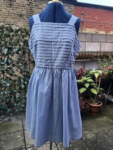 BNWT Asos Powder Blue Cotton Pinafore Strappy Dress Size 16 - Picture 1 of 9