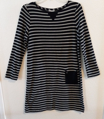 VETEMENTS Abito maglione donna J. Jill nero grigio righe cambio manica lunga tasca cotone