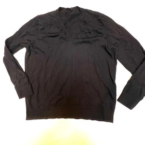 Maglione COS unisex lana tinta unita nero scollo a V manica lunga leggero con top taglia L - Foto 1 di 4