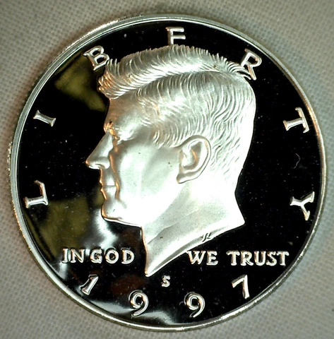 1997 S SILVER Proof Kennedy Half Dollar Coin 50 Cent JFK from US Mint Proof Set Cover
