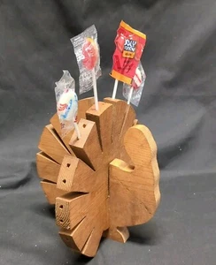 Vintage Handmade Wooden Turkey Candy Sucker Holder Thanks Giving - Picture 1 of 6