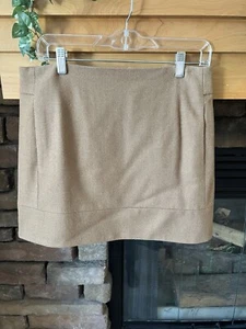 Minifalda J Crew color camel mezcla lana tostada corta forrada bolsillos talla 8 - Imagen 1 de 4