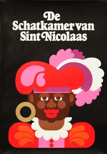 Póster original vintage holandés Zwart Piet Navidad San Nicolás Santa 1975 - Imagen 1 de 1