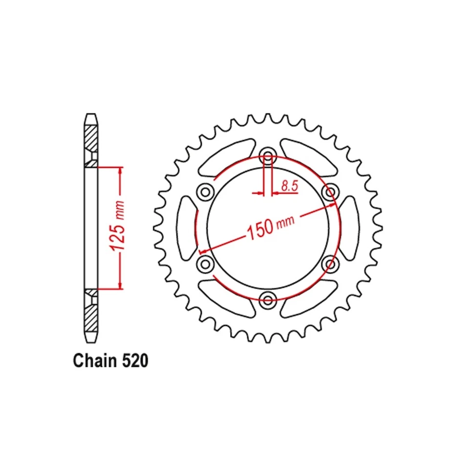 Corona a 45 denti in Acciaio Esjot 50-32065-45 Passo 520 - Immagine 1 di 1