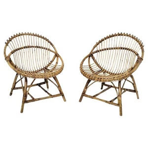 Pair of wicker egg chairs by Bonacina 1960s - Picture 1 of 14