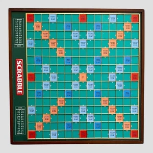 Scrabble Prestige Edition Mattel Wooden Tiles Turntable Boardgame Rotating - Picture 1 of 14