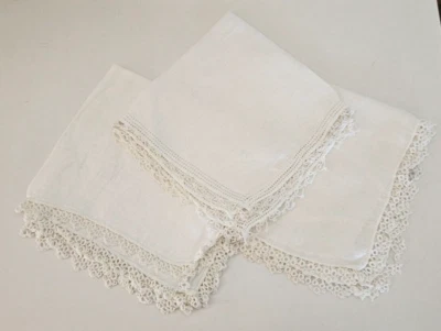 Lote 3 Pañuelos Vintage Tatting Blanco Foto 1 de 4