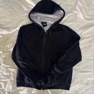 Fashionova  Zip Up Hoodie  With Faux Fur Lining Girls Size Large Black  - Picture 1 of 7