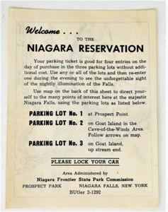 Vtg Niagara Falls Ontario New York Parking Reservation Ticket For 4 People Map - Picture 1 of 2