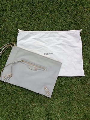 BALENCIAGA Classic Metallic Edge Clutch Bag (Grey) - Image 1 of 4