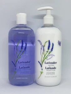 Crabtree & Evelyn Lavender Body Lotion & Shower Gel New 16.9fl oz Set RARE! NEW!