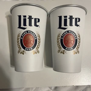 Cerveza Miller Lite A Fine Pilsner 16 oz. Tazas de aluminio | Juego de dos (2) - Imagen 1 de 4