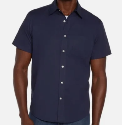 Gap Men's Short Sleeve Poplin Shirt Dark Blue Size Medium - Image 1 of 3