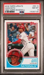 2018 Topps Update 1983 Topps Baseball #83-12 Juan Soto Rookie RC PSA 8 - Imagen 1 de 2