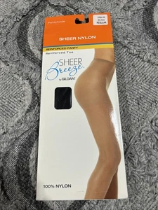 Gildan Sheer Breeze Reinforced Panty Reinforced Toe Sheer Pantyhose Black Reg - Picture 1 of 2