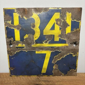 Vintage Enamel Railway Sign - Original Railway Distance Marker - Railwayana - Foto 1 di 6