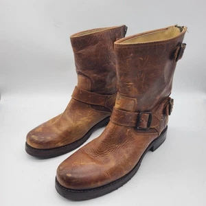 Frye Veronica Damen 8 B Braun Leder Harness Biker Stiefel 76603 Reißverschluss - Bild 1 von 7