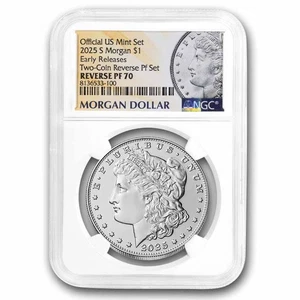2025-S Morgan & Peace Dollar Reverse Proof Set PF-70 NGC (ER) - Picture 1 of 4