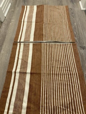 NEW 2 West Elm Silk Variegated Stripe Brown White Pillow Covers 24"x24" - Image 1 of 4