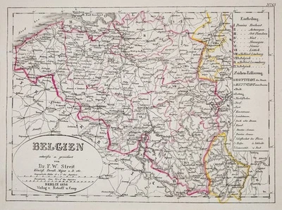 Belgien Landkarte  Original Stahlstich von Streit 1836 Passepartout - Bild 1 von 4