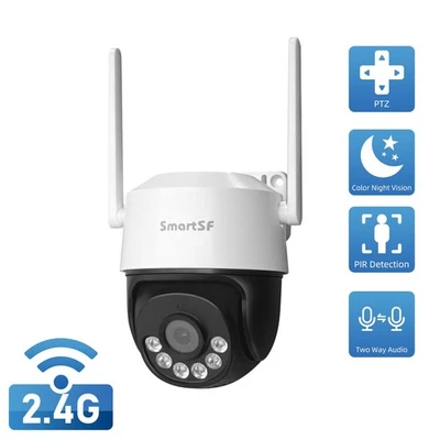 SMARTSF Wireless Security Camera PTZ Smart Outdoor 2.4Ghz Wifi Night Vision Cam 3MP
