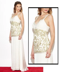 SUE WONG GOWN DRESS WEDDING V-NECKLINE IVORY BEADED sz 2 - Picture 1 of 9
