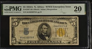 1934 A $5 North Africa Emergency Issue Banknote - PMG 20 Fr. 2307 (978) - Picture 1 of 2