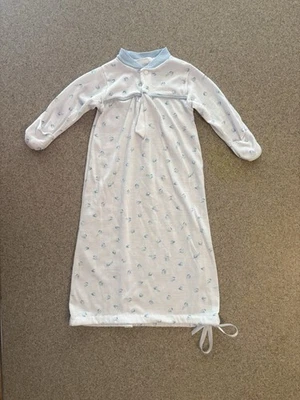 Vintage Baby Dior Layette Cinched Blue & White Sailboat Gown Size 0-3 Months - Image 1 of 3
