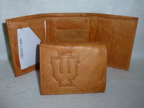 INDIANA HOOSIERS  Leather TriFold Wallet NEW  tan z  lw Cover