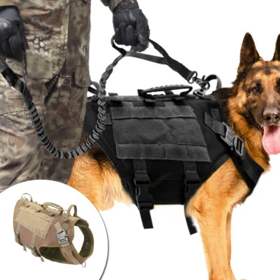 Tactical Dog Harness Pet Training Vest and Leash Set For Medium Large Dogs M-XL - Image 1 of 4