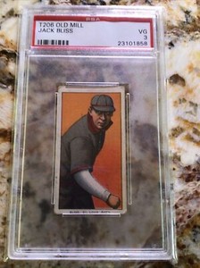 1909-11 T206 Old Mill Base Ball Subjects Back Jack Bliss PSA 3