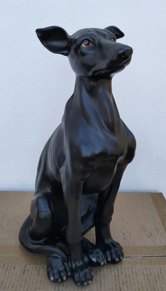 41cm Sitting Dog Glossy Black Statue Sculpture Ornament Home Garden Decor - image 1 of 4