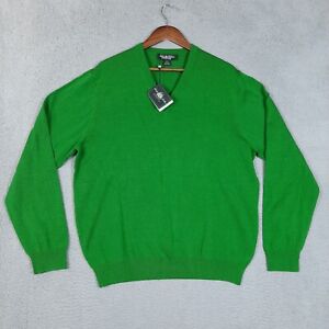 Brooks Brothers Country Club Sweater Men XL Green Silk Blend V-Neck Pullover NWT