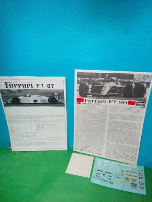 FERRARI F.1 89 HASEGAWA DECALS +ISTRUZIONI + FERRARI F.1 87 SOLO ISTRUZIONI  - Immagine 1 di 2
