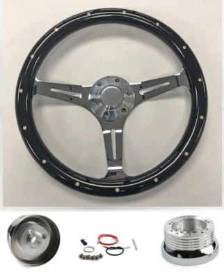 Volante Buick Skylark Riviera GS 1969-93 madera negra 15" con radios cromados Foto 1 de 4