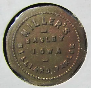 Gettone IOWA in ottone Bagley buono per 5c in Trade Miller's Biliard Parlor - Foto 1 di 2