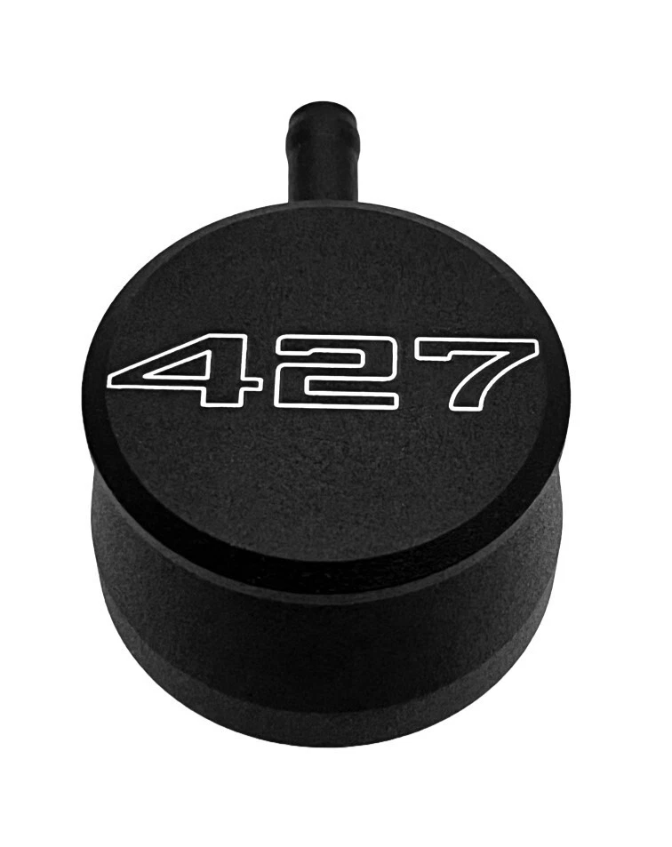 Aluminum Push In Breather w/ PCV Valve Cover 427 CID Logo Chevy Ford Mopar Black - Image 1 of 3