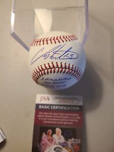 Chris Hoiles Autograph Baseball With Multiple Inscriptions JSA Authentication