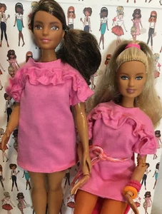 Barbie Puppenkleid rosa mit Rüschen Fashionista Mattel Neu - Bild 1 von 4