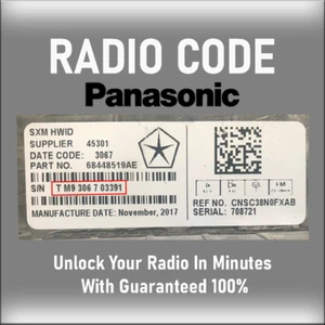 ANTI-THEFT PANASONIC RADIO CODE MODELS UCONNECT 8 .4 UASA STEREO PINCODE SERVICE - Picture 1 of 4